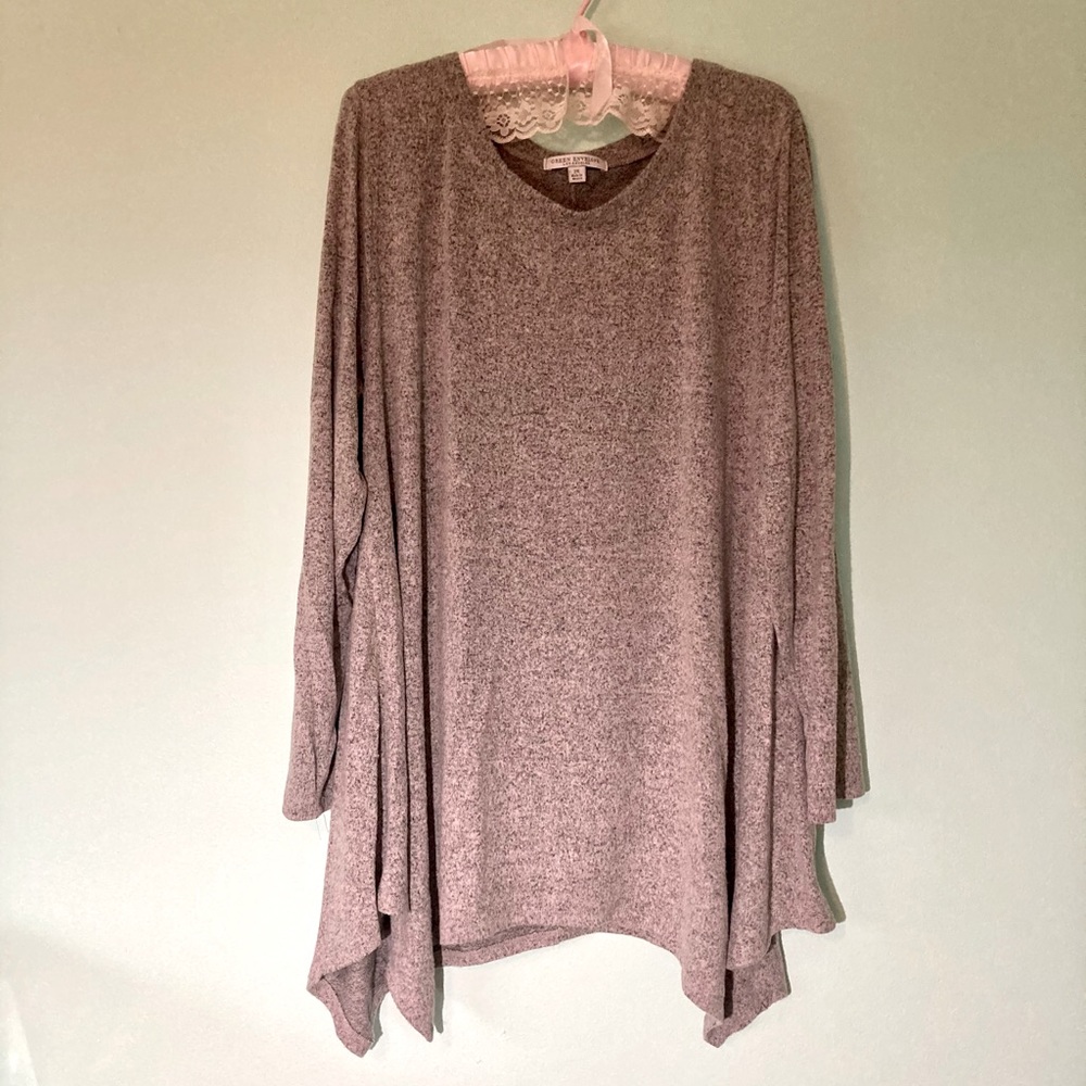Green Envelope Heathered Gray Drapey Tunic Sweater